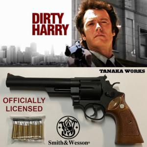 L'INSPECTEUR HARRY - REVOLVER 44 MAGNUM M29 CLASSIC SMITH & WESSON OFFICIEL AVEC 6 CARTOUCHES À AMORCE (CANON LONG 6.5 INCH - TANAKA WORKS)