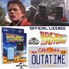 RETOUR VERS LE FUTUR - LOT 2 PIECES : PLAQUE MINERALOGIQUE "OUTATIME" ET CLE & PORTE CLE DE LA DELOREAN OFFICIELS (DELOREAN KEY SET REPLICA & LICENSE PLATE REPLICA - UNIVERSAL PICTURES)