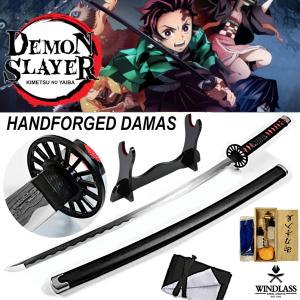 DEMON SLAYER: KIMETSU NO YAIBA - REPLIQUE SABRE KATANA TANJIRO KAMADO LAME "DAMAS" FORGE MAIN LIMITED EDITION (REPRODUCTION ART REPLICAS / WINDLASS STEELCRAFTS)