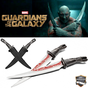 GARDIENS DE LA GALAXIE (LES) - REPLIQUES DES 2 DAGUES DE DRAX AVEC FOURREAUX (REPRODUCTION ART REPLICAS - LOT DE 2 POIGNARDS)