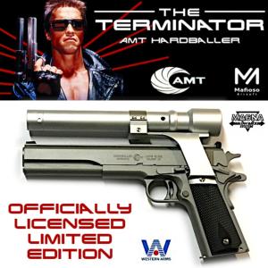 TERMINATOR - PISTOLET AMT HARDBALLER AVEC VISEE LASER TOUT METAL OFFICIEL ULTRA LIMITED EDITION (AIRSOFT AVEC RETOUR DE CULASSE - WESTERN ARMS - MAFIOSO AIRSOFT - MAGNA SYSTEM)