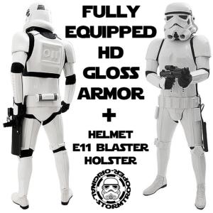  STAR WARS - STORMTROOPER ARMURE COMPLETE HD GLOSS NUMEROTEE + BLASTER E11 "OFFERT" + HOLSTER CUIR +  JOINT DE COU + COMBINAISON + BOTTES "OFFERTES" (ORIGINAL STORMTROOPER - VALID 501ST LEGION)