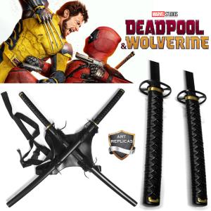 DEADPOOL 3 : DEADPOOL & WOLVERINE - REPLIQUE DOUBLE SABRES KATANA + HARNAIS DE TRANSPORT DORSAL (REPRODUCTION ART REPLICAS)