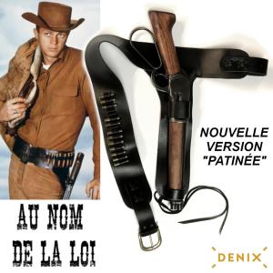 AU NOM DE LA LOI (STEVE MCQUEEN) - REPLIQUE WINCHESTER 1892 MARE'S LEG, CEINTURE & HOLSTER JOSH RANDALL (REPRODUCTION VERSION "PATINÉE" DENIX)