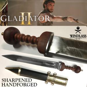 GLADIATOR 2 - REPLIQUE GLAIVE POMPEI DE COMBAT DANS LES ARENES FORGE MAIN "AFFUTEE TRANCHANT" (REPRODUCTION WINDLASS STEELCRAFTS) 