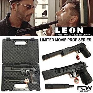 LEON : THE PROFESSIONAL - PISTOLET TOUT METAL AVEC COMPENSATEUR, SILENCIEUX & MALLETTE OFFICIELS LIMITED MOVIE PROP SERIES (FCW AIRSOFT)