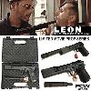 LEON : THE PROFESSIONAL - PISTOLET TOUT METAL AVEC COMPENSATEUR, SILENCIEUX & MALLETTE OFFICIELS LIMITED MOVIE PROP SERIES (FCW AIRSOFT)