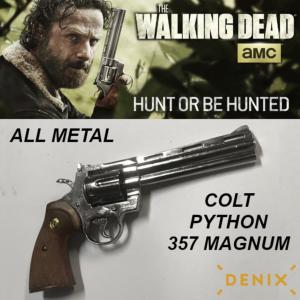 WALKING DEAD (THE) - REPLIQUE RICK GRIMES REVOLVER COLT PYTHON 357 MAGNUM TOUT METAL CHROME (REPRODUCTION VERSION DENIX)