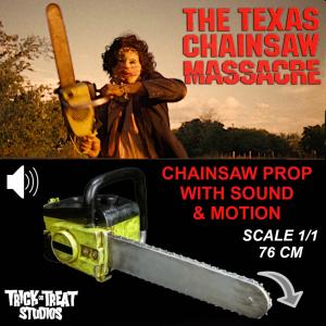 MASSACRE À LA TRONÇONNEUSE (1974) - TRONÇONNEUSE OFFICIELLE ECHELLE 1/1 AVEC SON & MOUVEMENT (THE TEXAS CHAINSAW MASSACRE - PROP REPLICA - TOT STUDIOS)